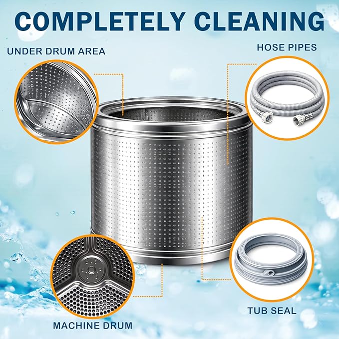 24 Pack Washing Machine Descaler Cleaner Tablets, Front Top Load Washer Descaler Septic Safe, Deep Clean Removes Limescale Odor Residue, Individually Wrapped
