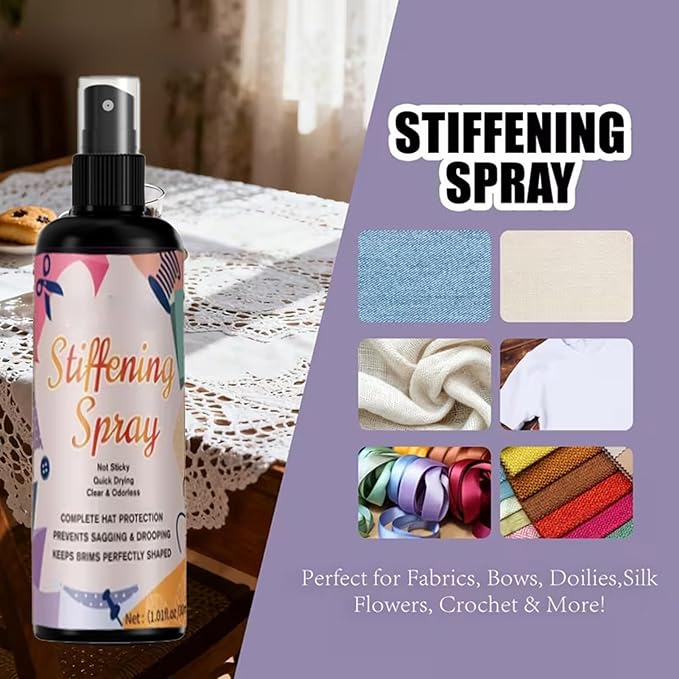 Fabric Stiffener, Stiffen Quick Fabric Spray, 100ml Quick Drying Hardener, Felt Hat Stiffener, For Lace Wool Felt Crochet Craft Projects Holiday Decorations