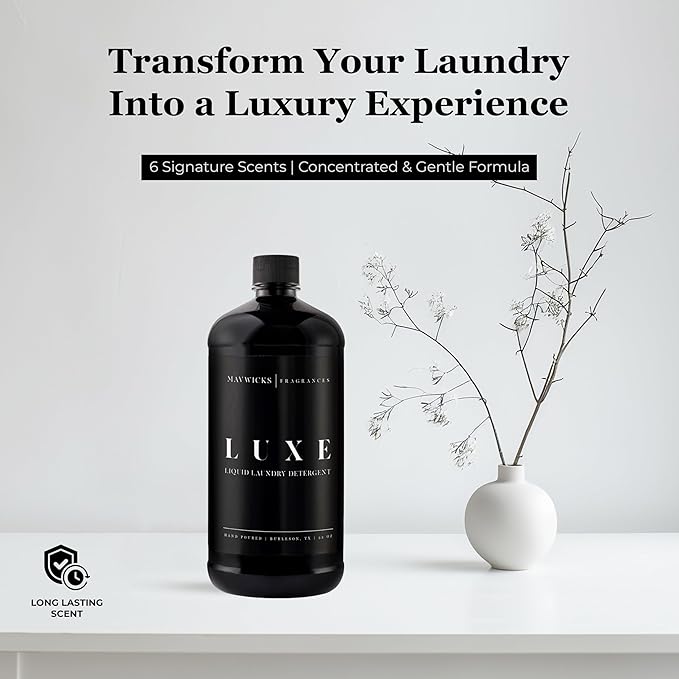Laundry Liquid Detergent (Luxe) - 32 Oz Laundry Perfume Bottle for Men & Women, Stain & Odor Remover, Deep Clean, Long-Lasting Fragrance and Freshness for All Fabrics