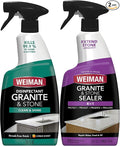 Weiman Disinfecting Granite & Stone Daily Cleaner and Sealer Kit - For Granite, Marble, Quartz, Quartzite, Slate - 24 oz Daily Kitchen Countertop Cleaner, 24 oz Granite & Stone Sealer