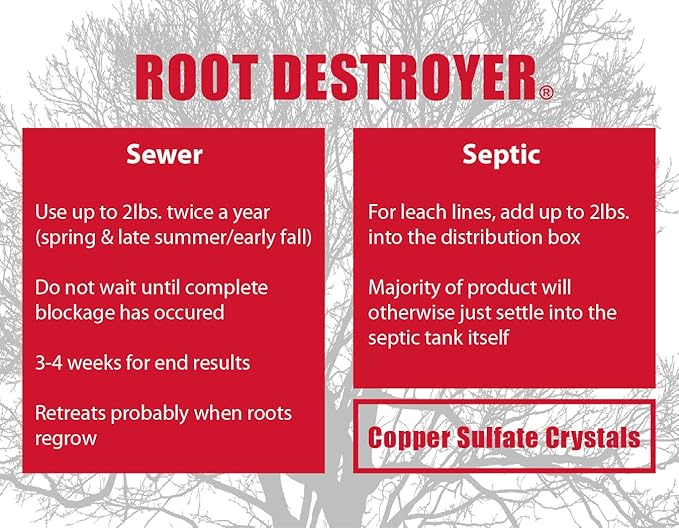 Root Destroyer – 2lbs- Root Killer for Sewer & Pipe Lines- Stops New Growth – Safe for All Plumbing