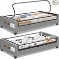 SpaceHacks Under Bed Storage with Wheels 2Pack Underbed Storage with Clear Window&Label Under Bed Drawers Large Capacity Rolling Under Bed Storage for Clothes,Shoes, Blankets (Light Grey)