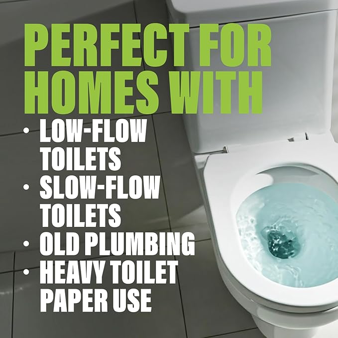 Green Gobbler Toilet Clog Defense - Coats Pipes to PREVENT Toilet Clogs and Improves Flush Performance - Safe for Septic - Great for Old Plumbing, Low & Slow Flow Toilets, 5 Treatments, 60 oz