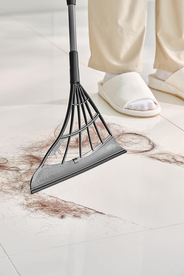 Original Broombi - All-Surface Silicone Broom, Squeegee, Pet Hair Remover - Smart Broom for Indoor Cleaning - Cleans Glass, Fine Dust, Hair, Liquids - for Smooth Floors, Rugs, Windows (Black)