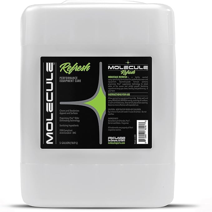 Molecule Refresh | Performance Apparel Care | Cleans and Deodorizes Racing Suites & Technical Fabrics | Signature Fresh Scent | 5 Gallon