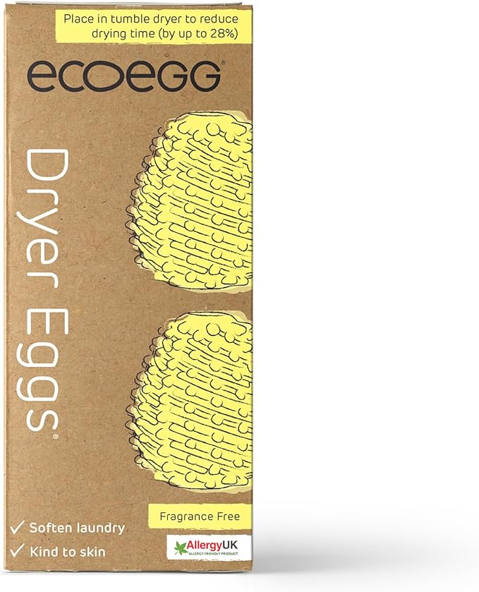 Ecoegg Dryer Egg | Reduces Drying Time | Tumble Dryer Balls replacement | Softens Clothes | Hypoallergenic | Fragrance Free | 2 Eggs