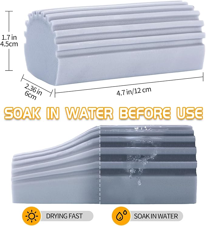 COBETE Damp Clean Duster Sponge,4pack Magic Sponge Eraser,Reusable Damp Dusting Sponge Household Cleaning for Blinds, Glass, Baseboards,Radiators,Window Track Grooves(Grey)