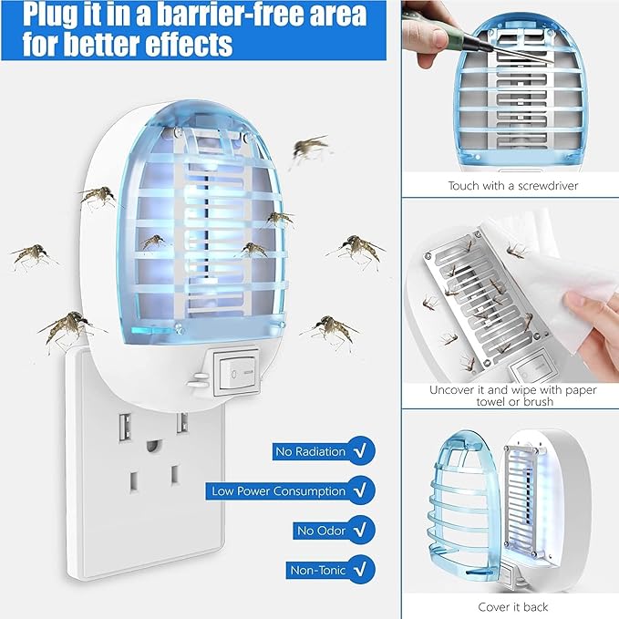 2 Packs Bug Zapper Indoor, Fly Traps for Indoors, Insect Traps for Home Mosquito Killer for Kids & Pets, Home, Kitchen, Bedroom, Baby Room, Office-8