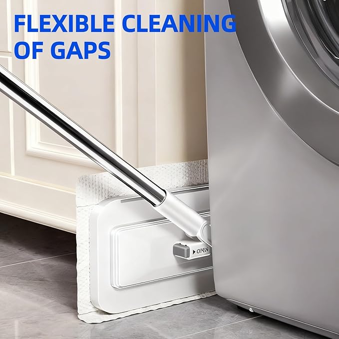 Snap Grip Mini Mop No-Touch Automatic Gripping Mopa Desechable para Polvo Mini Lazy Dust Mop & Sweeper Mops for Dry Wet Disposable Pads, Multi Surface Floor Cleaning (1 mop + 10 Cloths)