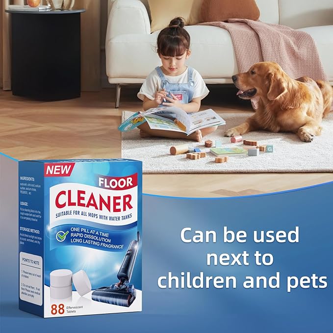 88PCS Floor Cleaner Lavender Scent Compatible with Tineco Vacuum Mop, One Pill At a Time Residue & Streak Free, Suitable for All Robot Vacuum Cleaners and Wireless Wet Dry Dual-Use Vacuum Cleaners