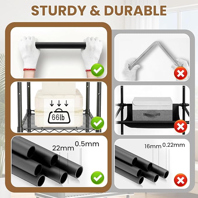 Clothes Rack With Cover, Heavy Duty Clothing Rack for Hanging Clothes, Rolling Garment Rack with Lockable Wheels, Metal Clothing Rack, Portable Closet 35.4"W x 17.1"D x 71.8"H, Hold 425 lbs, Black
