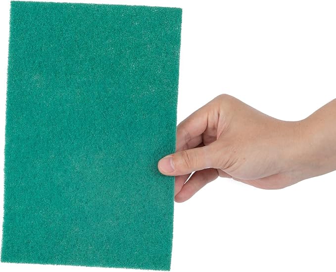 Restaurantware-RW Clean 9 Inch x 6 Inch Scouring Pads, 10 No-Scratch Green Scrub Pads - Heavy-Duty, No-Abrasive, Green Polyester Scrub Pads For Cleaning, For Scraping, Cleaning, Or Scrubbing,