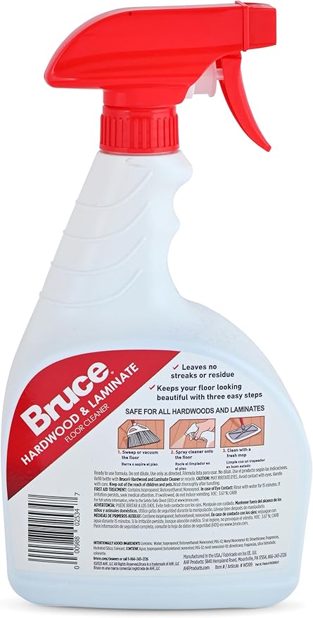 Stock Your Home Bruce Hardwood and Laminate Floor Cleaner (2 Pack) Residue Free Floor Cleaner for Mopping, Two 32 oz Spray Bottles Microfiber Cleaning Cloth