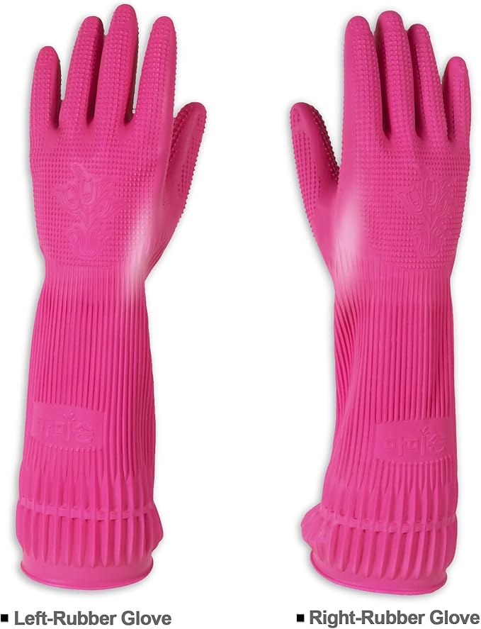 Mamison Quality Kitchen Rubber Gloves New Band Series (1 Pairs, Large). Cleaning Non-Slip Reusable Rubber Gloves. Home and Kitchen Washing, Made in Korea