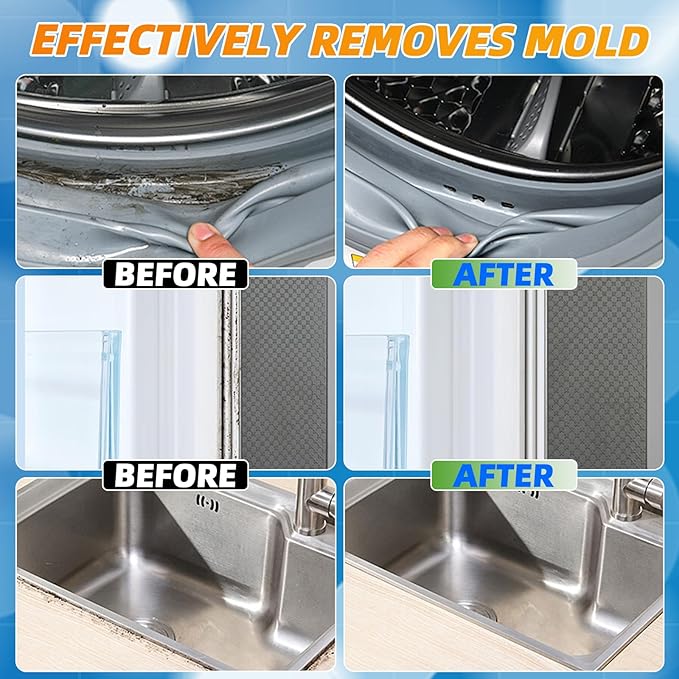Mold Stain Cleaner Gel, 8 Fl oz Washing Machine Cleaner for Pools, Toilets, Doors and Windows, All-Purpose Household Remover Gel for Washing Machine Seal, Bathroom Grout, Shower Caulk, Tile, Sink