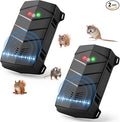 Ultrasonic Rodent Repellent for Car Engine, 2 Pack Mouse Repellent – Battery Powered Under Hood Mouse Repeller with Upgraded Flashing Strobe Light, Keep Mice Out of Car, RV, Garage, Room