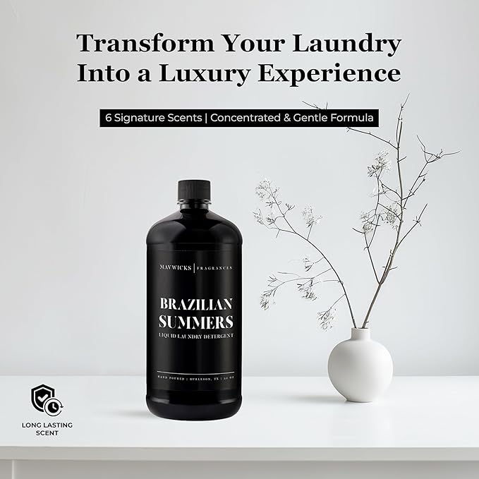 Laundry Liquid Detergent (Brazilian Summers) - 32 Oz Laundry Perfume Bottle for Men & Women, Stain & Odor Remover, Deep Clean, Long-Lasting Fragrance and Freshness for All Fabrics