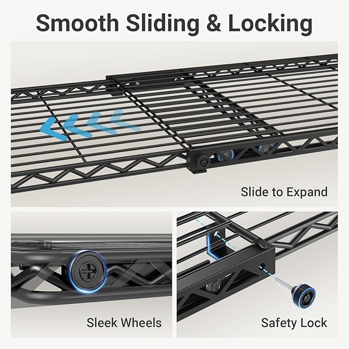 VIPEK R2X Expandable Portable Closet with Lockable Wheels, 600lbs Capacity Heavy Duty Rolling Clothes Rack w/Adjustable Shelves & Hanger Rod (2' to 3'5"), Metal Clothing Rack for Small Spaces (Black)