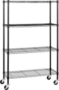 Amazon Basics 4-Shelf Heavy Duty Garage Shelving Storage Unit on 3" Wheel Casters, Adjustable Metal Wire Rack with Leveling Feet, 36" x 14" x 57.75", Black