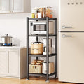 PXRACK Storage Shelves with Rolling Wheels, Adjustable 4 Tier Metal Shelving Unit for Storage Heavy Duty, Small Storage Rack Shelf for Corner of The Kitchen Bathroom Living Room Garage Office, Black