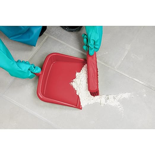 SPARTA Large Handheld Dustpan with Hanging Hole, Heavy-Duty Plastic Dustpan with Wide Lip for Countertops and Surfaces, Plastic, 10 Inches, Red, (Pack of 12)