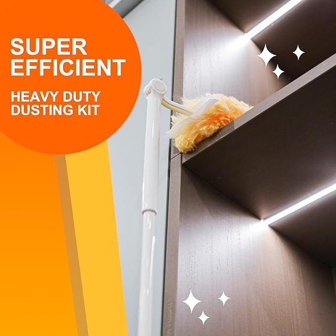 Heavy Duty Multi Surface 360°Heavy Duty 20 Duster Refills & 1 Handle, Compatible with Swiffer Dusters，Disposable Dusters for Cleaning