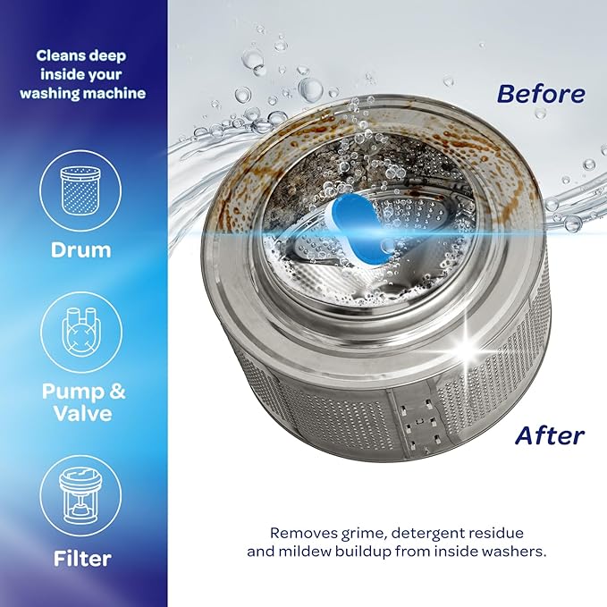 Washing Machine Cleaner Tablets 24 Pack - 16.9oz Washing Machine Cleaner Top Load, Septic Safe Washer Machine Cleaner Tablets, HE Washer Cleaner - 1 Year Supply
