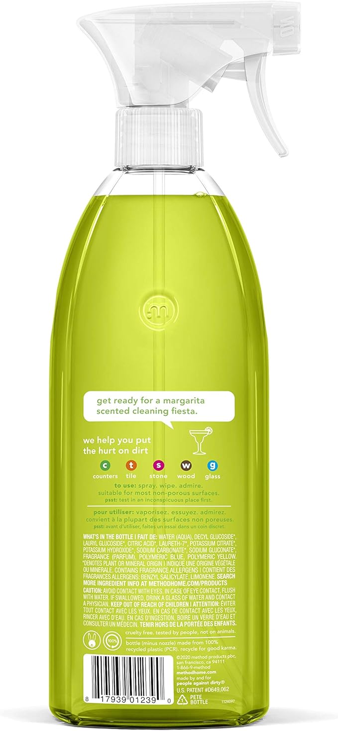 Method All Purpose Cleaner, Lime + Sea Salt, 28 Fl Oz (Pack of 8), Eco-Friendly Multi-Surface Cleaning Spray