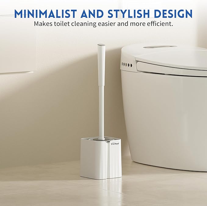 Toilet Brush and Holder Set, 2 Pack Toilet Scrubber, Compact Size for Storage and Organization, Bathroom Accessorie, Easy to Assemble, Classic PP Bristle, Wall Mountable. - White
