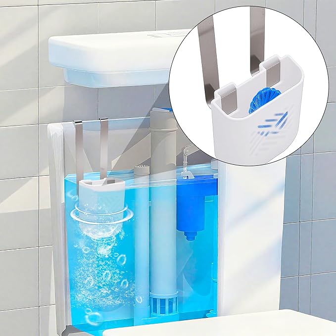 moonoom Toilet Tank Cleaning Tablet Holder, 3.7'' x 2.9'' x 0.7'' Toilet Tank Bleach Tablet Bracket, Hanging Toilets Bowl Cleaner Carrier for Preventing Dissolved Residue From Polluting Water Tanks