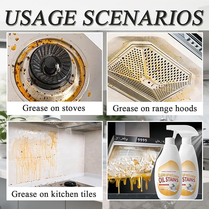Heavy Duty Degreaser,New Upgrade Kitchen Heavy Duty Cleaner Spray Portable Degreasing Spray, All-Purpose Kitchen Pots and Pan Cleaner for Appliances Countertops Range Hoods (1, White)