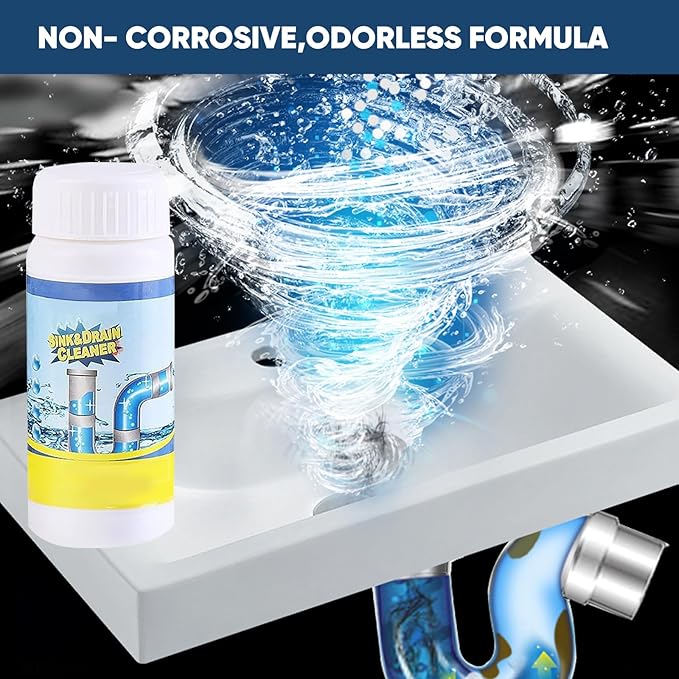 Sink & Drain Cleaner, Drain Cleaner Powder, 3.9 oz Bottle, Sewer Pipe Maintainer for Kitchen, Bathtub, Shower Drains (2Bottles)