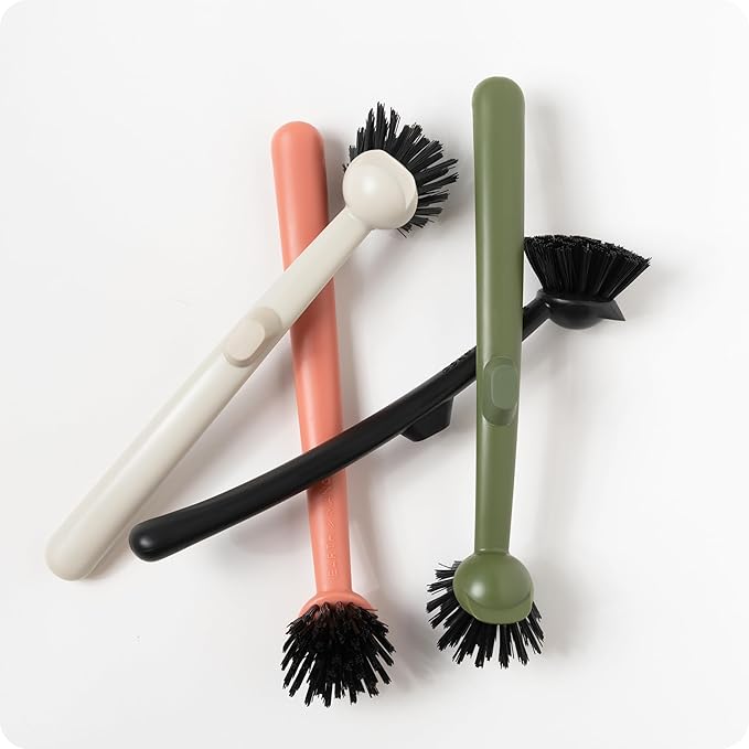Earth & Mango Magnetic Dish Brush & Scraper, Snaps to Sink, Non-Scratch, Dishwasher Safe, Dish Scrubber – Terracotta Clay
