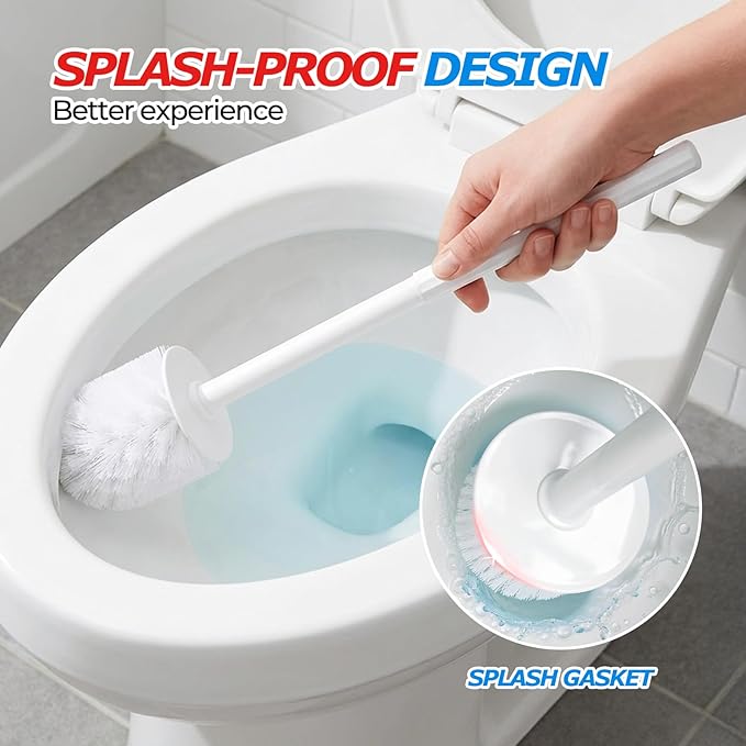 4Pack Toilet Bowl Brush and Holder Set - Toilet Scrubber Brush,Cleaning Brush,Bathroom Decor,Household Essentials,Cleaning Supplies,Home Essentials,White