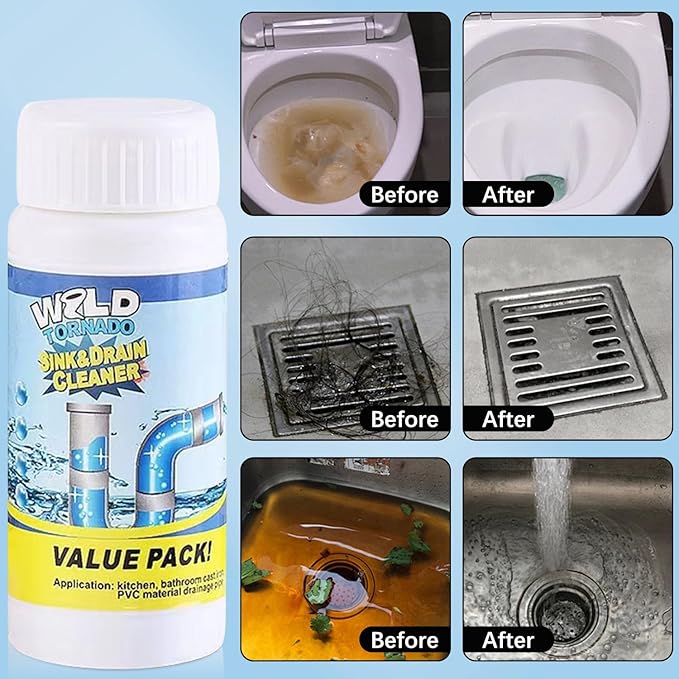2pc Wild Tornado Pipe Dredge,Powerful Sink Cleaner for Kitchen Toilet Pipeline Quick Cleaning Tool- Wild Tornado Pipe Cleaner - wild sink and drain cleaner- Drain Foam Cleaner