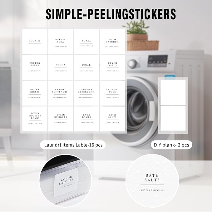 Laundry Room Organization Container, 4pcs Acrylic Laundry Pod Storage Containers, Black Dryer Sheet Holder Jars with Bamboo Lids and Labels for Scent Booster Powder Detergent Pods Storage