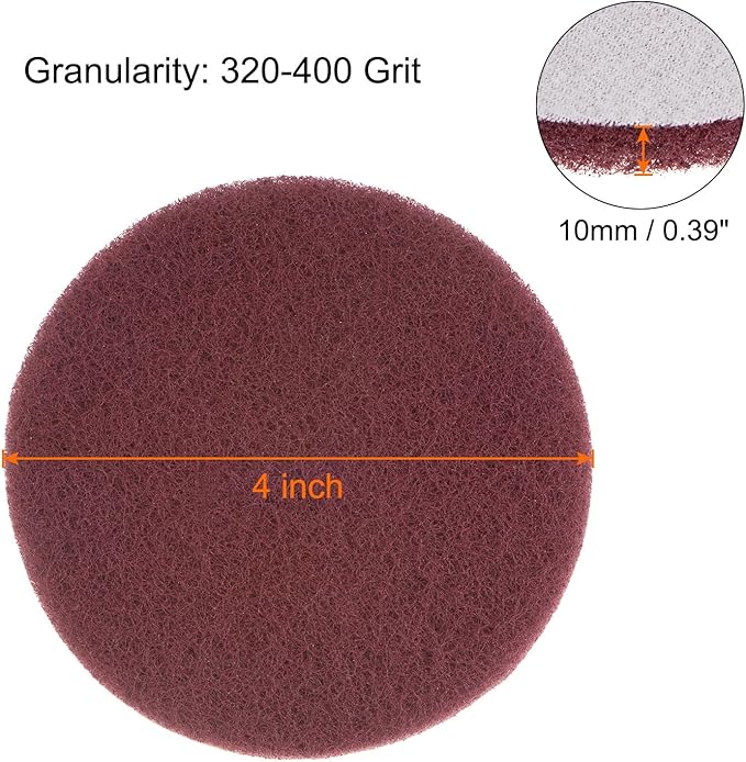 HARFINGTON 15pcs Drill Power Brush 4 Inch Tile Scrubber Scouring Pads 320-400 Grit for Bathroom Kitchen Household Cleaning