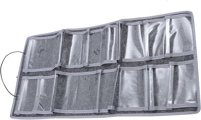 BESPORTBLE Wall Hanging Sunglasses Storage Pouch Grey Felt Dustproof Eyewear Organizer Bag for Bedroom Bathroom and Travel