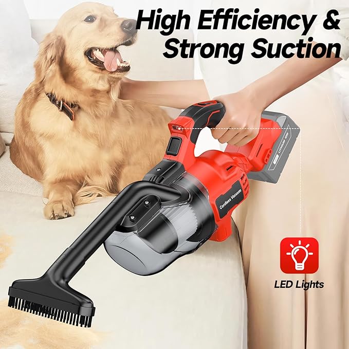 Cordless Vacuum for Milwaukee M18 Battery, Handheld Vacuum Cleaner for Home Pet Hair Car, 5-in-1 Portable Shop Vac with 2 Washable HEPA Filter, 4 Multi Nozzle (Battery Not Included)