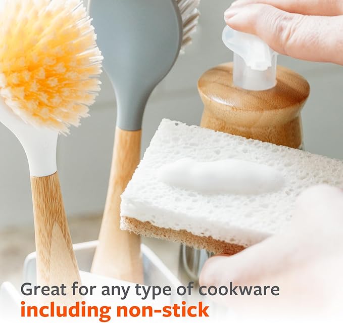 Full Circle Nutcase, Plant-Based Scrubber Sponges – Pack of 6 – 3 Walnut & 3 Coconut – Powerful Natural Sponges Made with Plants & Recycled Materials, Safe for Nonstick