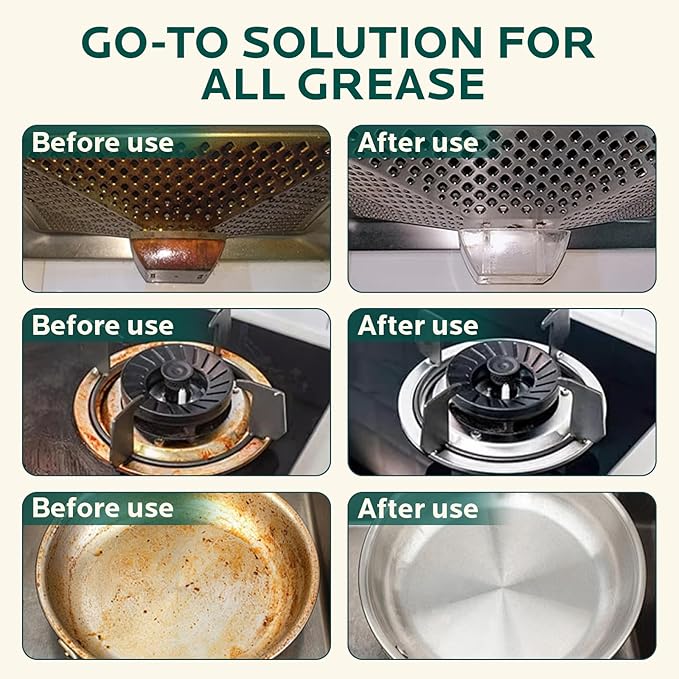 2 Pack Clean Up Kitchen Oil Stains Spray: Foam Cleaner Spray Cuts Through Baked-On Grease on Ovens Stove Tops Grills - Heavy Duty Kitchen Degreaser & Cleaner for Multi-Surface Cookware & Countertop