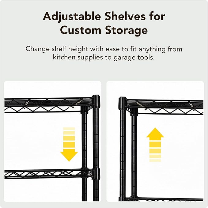 5 Tier Wire Shelving Unit Storage Rack, Metal Heavy Duty Utility Organizers, Organization Units for Products Plant Pantry, Garage, Laundry Racks Durable Shelf Stand,14"W x 30"L x 60"H, Black