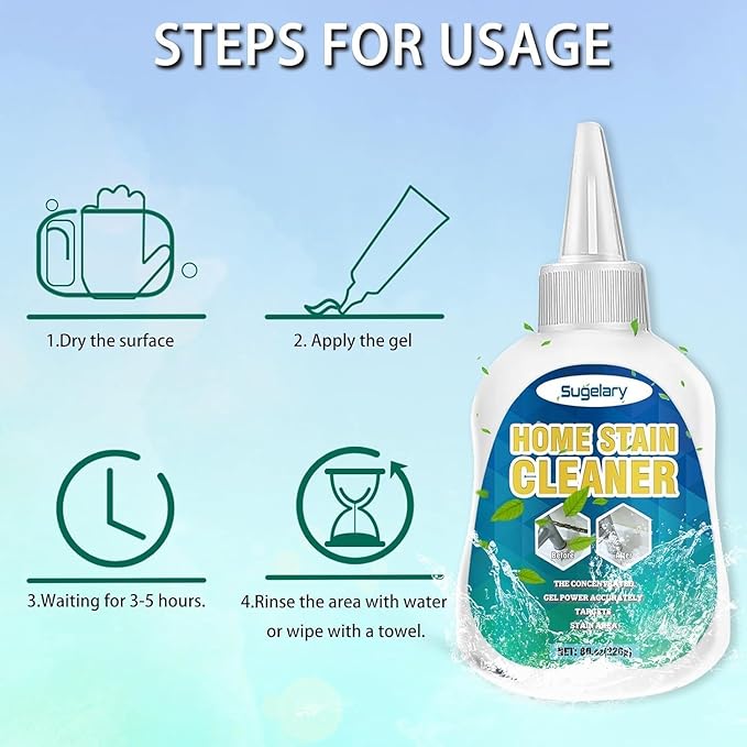 Sugelary Mold Stain Cleaner, 8 Fl oz All-Purpose Gel for Washing Machine Cleaner Front Loader Seal, Household Cleaner Gel for Bathroom Grout, Sink, Shower, Caulk, Washing Machine Cleaning Solution