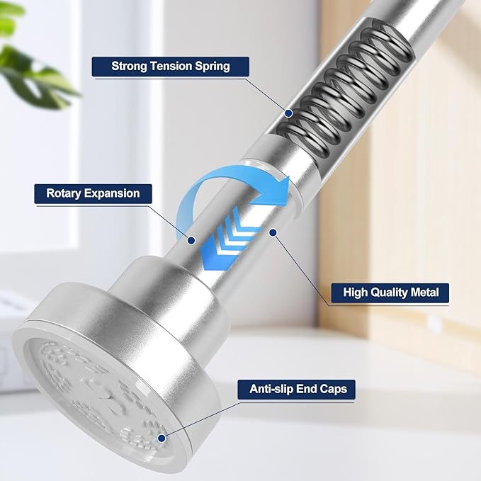 No Drilling Closet Rod, 27.5-74 Inches Hanging Closet Rod for Clothes, Closet Bar & Pole Heavy-duty, Closet Rods for Hanging Clothes For Closet Wardrobes Bathroom Laundry RV Curtains,Nickel