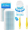 50 Count Disposable Duster Refills for Swiffer Dusters with 1 Handle - 360° Multi-Surface Larger Size Feather Dusters, Dusting Kit for Cleaning Home, Furniture, Blinds and Ceiling Fans