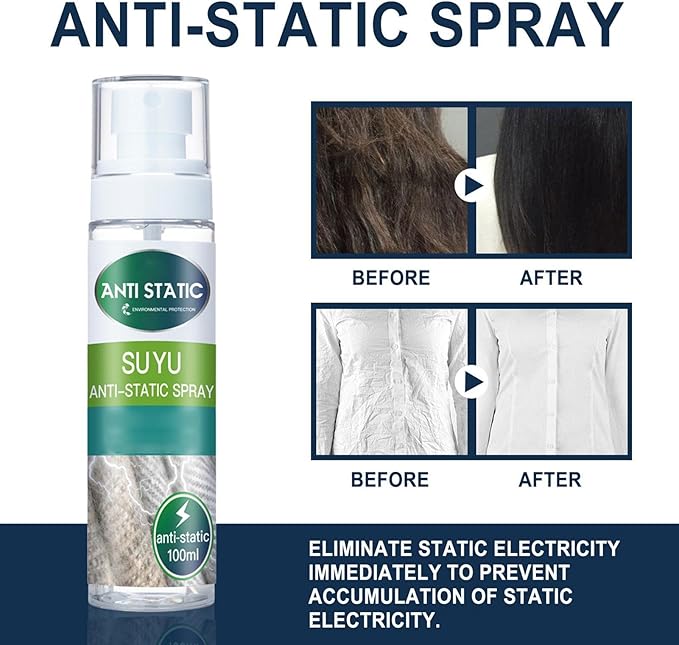 Natural Anti-Static Remover, Multi-Purpose Anti-Static Spray Dustproof Travel Size Anti-Static Spray for Clothes at Home Travel