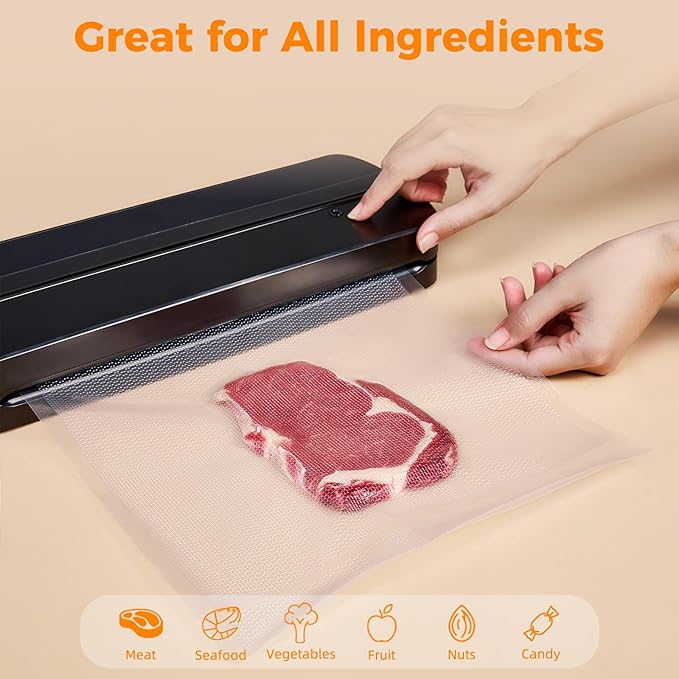 Wevac Vacuum Sealer Bags 8x50 Rolls 2 pack for Food Saver, Seal a Meal, Weston. Commercial Grade, BPA Free, Heavy Duty, Great for vac storage, Meal Prep or Sous Vide