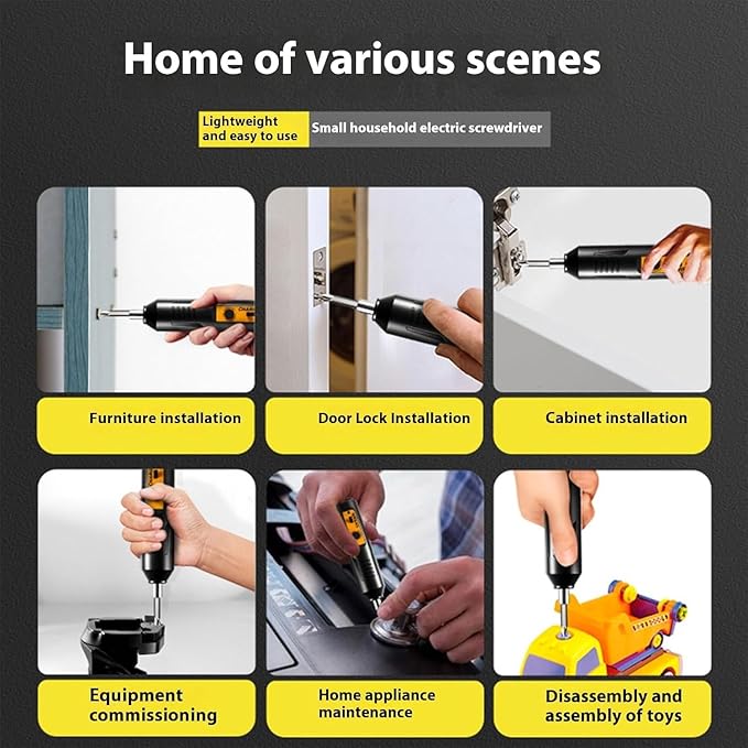 Electric Screwdriver, Mini Portable Automatic Home Repair Tool Kit with Led Light, USB Rechargeable Cordless Magnetic Screwdriver (01)