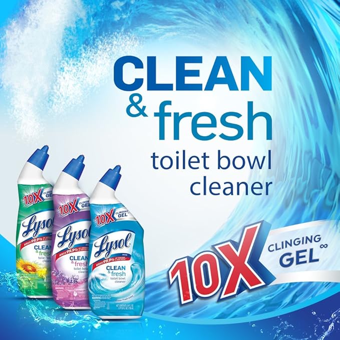 Lysol Toilet Bowl Cleaner Gel, For Cleaning and Disinfecting, Stain Removal, Forest Rain Scent, 24oz