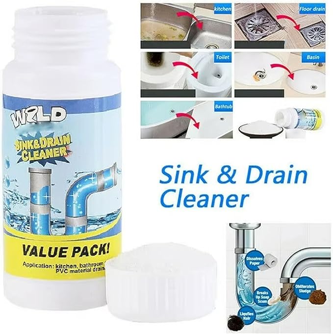 Sink and Drain Cleaner, Powerful Sink & Drain Cleaner, Foaming Clog Remover Quick Cleaning Tool for Kitchen & Bathroom (3Pcs)